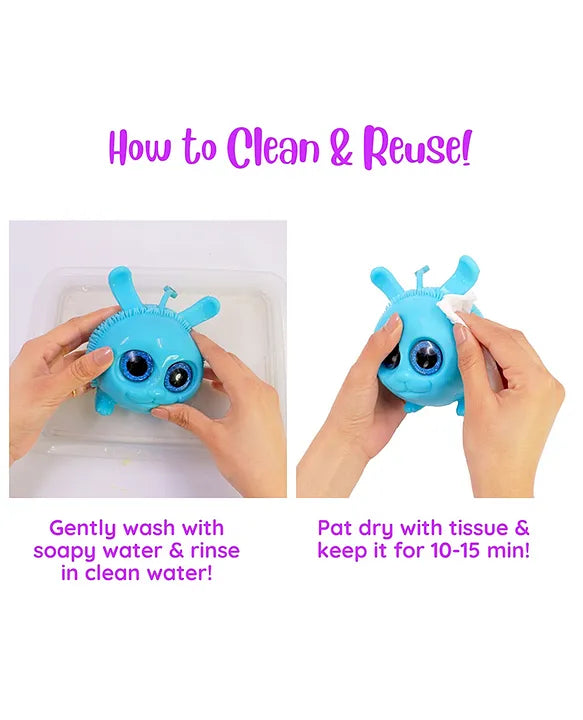 Jello Joy: Glow in the Dark Squishy Toy! | Aqua Blue Squishy Puffer Toy with Sparkly Eyes | Perfect for Bath Time and Stress Relief