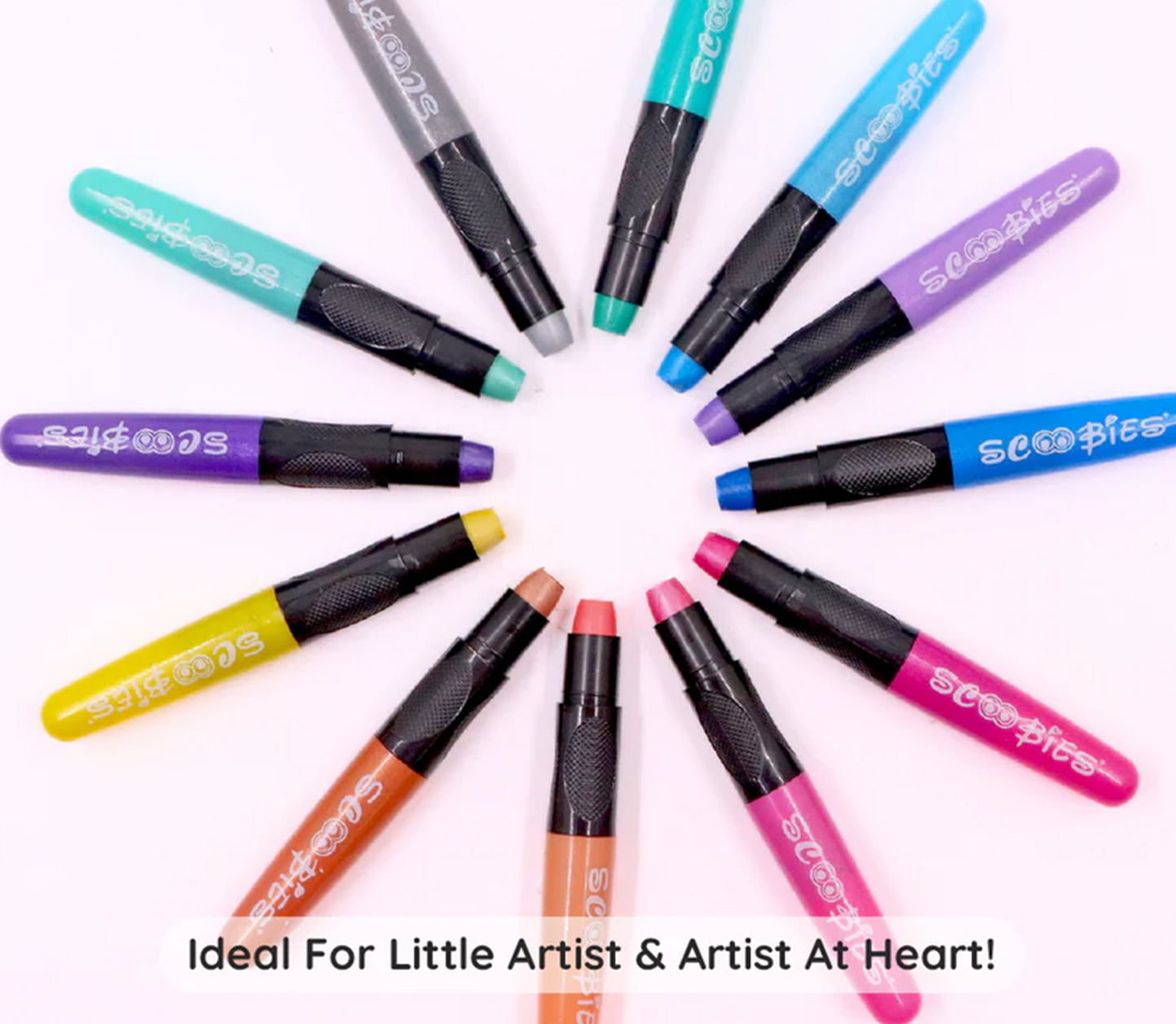 Metallic Silk Crayons (Pack of 12) Premium Quality, Shimmery & Water-Soluble Crayons