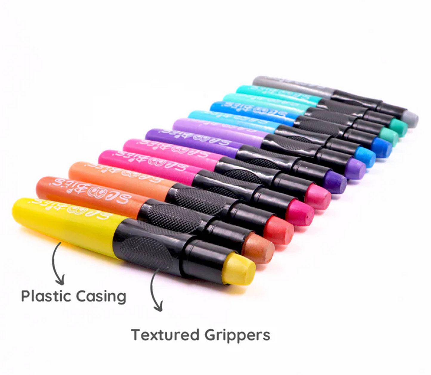 Metallic Silk Crayons (Pack of 12) Premium Quality, Shimmery & Water-Soluble Crayons
