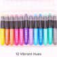 Metallic Silk Crayons (Pack of 12) Premium Quality, Shimmery & Water-Soluble Crayons