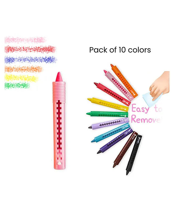 Bath Crayons | Set of 10 Washable Crayons | With Drag Along Push Tab | Multi-surface Compatible