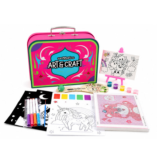 Scoobies Art & Craft Kit, 7-in-1 Craft Set| with Canvas, Diamond Art & Scratch Sheets | All-in-One Creative Fun, Safe & Mess-Free for Kids 3+