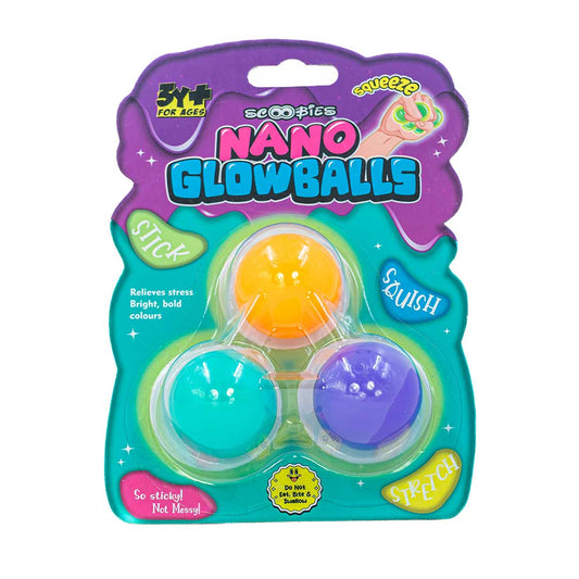Nano Glow Balls – Mini Multi Color Glow-in-the-Dark Sensory Balls for Kids 3+ | Soft, Stretchy, and Squishy Fun in 2 Variants