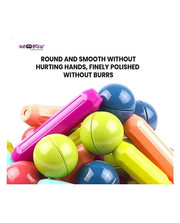 Magnetic Sticks - 34 Pieces Ball & Stick Construction Set | 360 Degree Revolvable | Portable Storage Box | STEM Learning Kit
