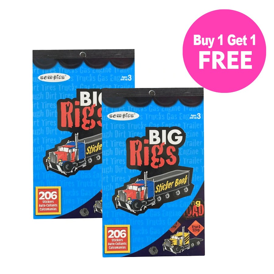 BUY 1 GET 1 FREE, Big Rigs Sticker Book   | Bright Colours |  Easy Peel & Stick | Fun  DIY Activity Book