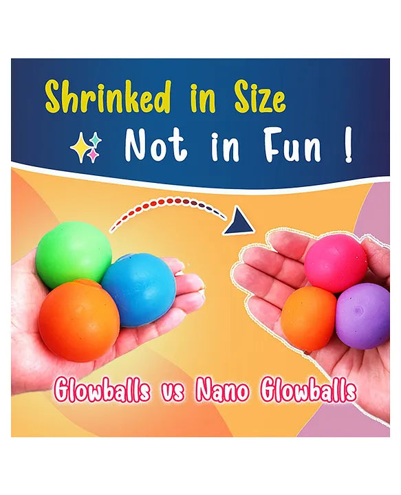 Nano Glow Balls – Mini Multi Color Glow-in-the-Dark Sensory Balls for Kids 3+ | Soft, Stretchy, and Squishy Fun in 2 Variants