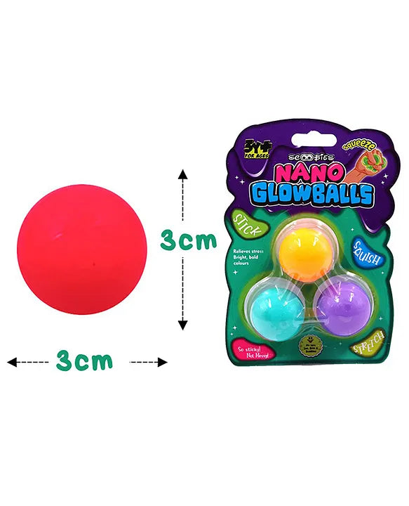 Nano Glow Balls – Mini Multi Color Glow-in-the-Dark Sensory Balls for Kids 3+ | Soft, Stretchy, and Squishy Fun in 2 Variants