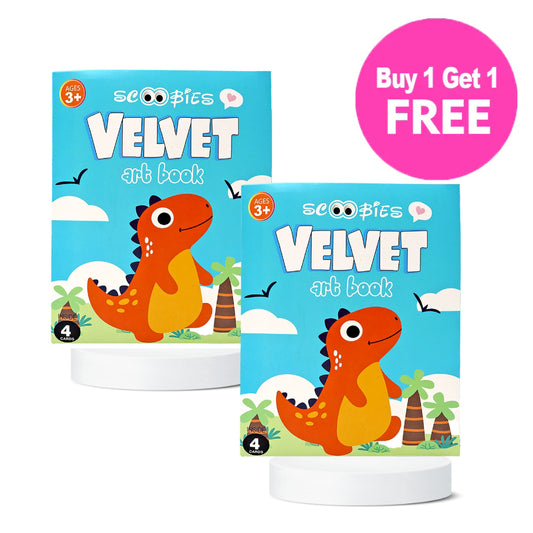 BUY 1 GET 1, Velvet Art Book (Dinosaur World) | 4 Design Cards with 15 Piece Set