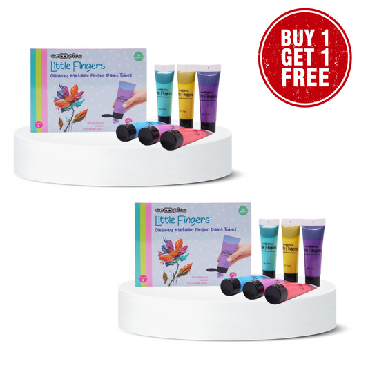 BUY 1 GET 1 FREE, Scoobies Metallic Finger Paints Set of 6 | Sparkly Fun for Little Hands