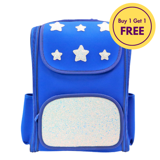 BUY 1 GET 1  FREE - Scoobies Starry Glow Backpack - Shiny Star Print, EVA Case & Premium Comfort!