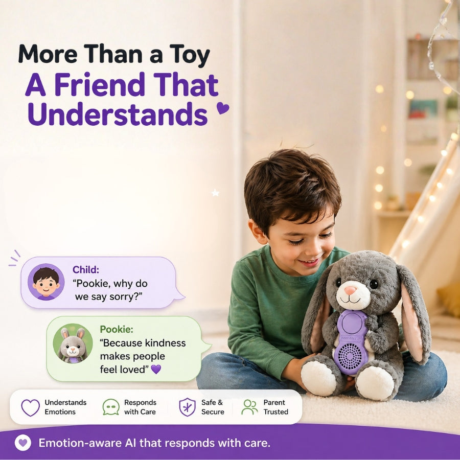 Scoobies Pookie AI Learning Companion, Screen-Free Smart Toy with Interactive Stories|Conversations & Fun Facts, Emotion-Aware AI with Parental Controls, Safe & Portable for Kids