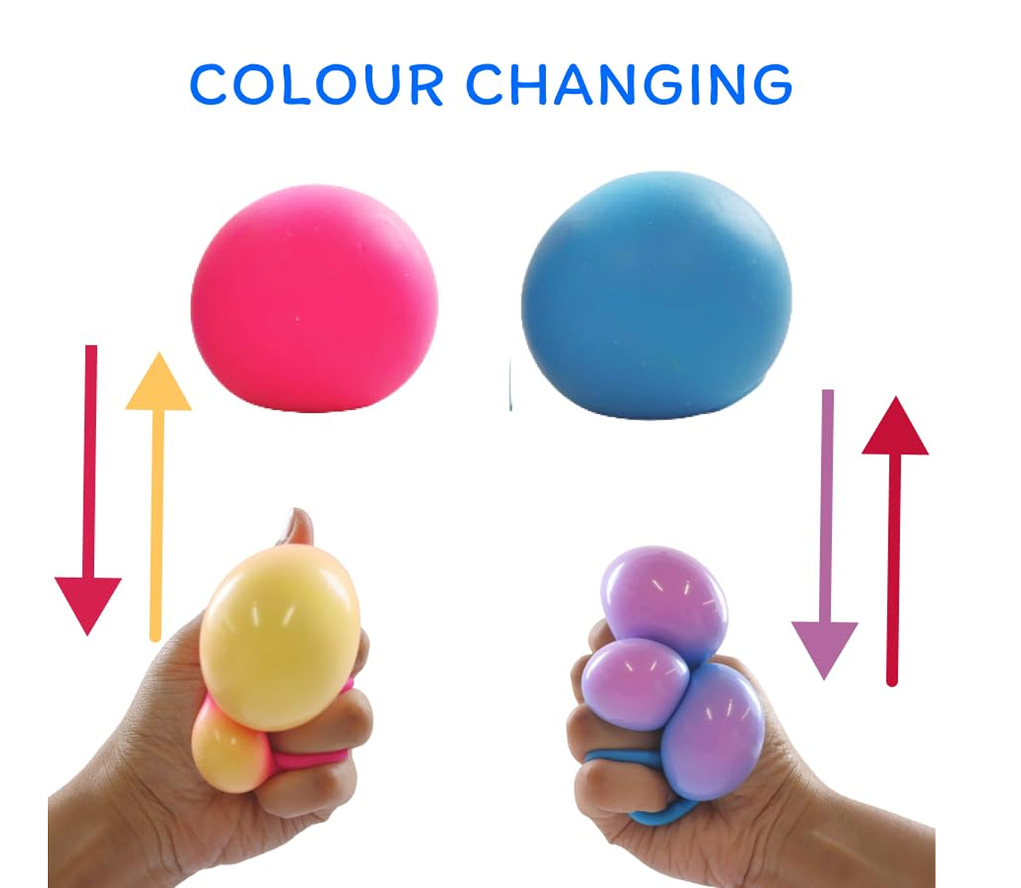 SCOOBIES Rollin Ball – Color-Changing Squishy Stress Relief Toy for Kids & Adults | Soft Sensory Fidget Ball | Non-Toxic, Washable, Portable TPR Squeeze Toy