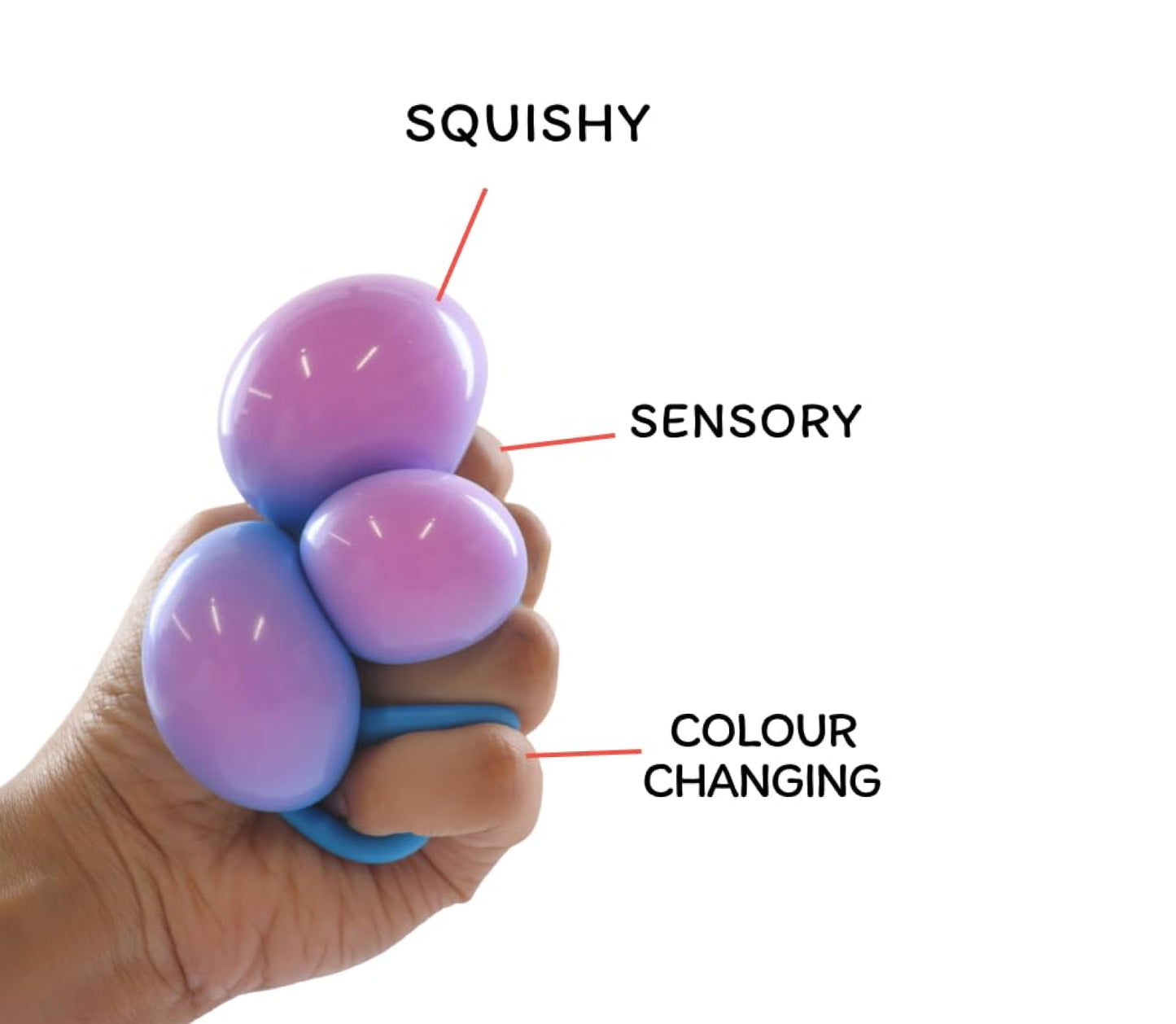 SCOOBIES Rollin Ball – Color-Changing Squishy Stress Relief Toy for Kids & Adults | Soft Sensory Fidget Ball | Non-Toxic, Washable, Portable TPR Squeeze Toy