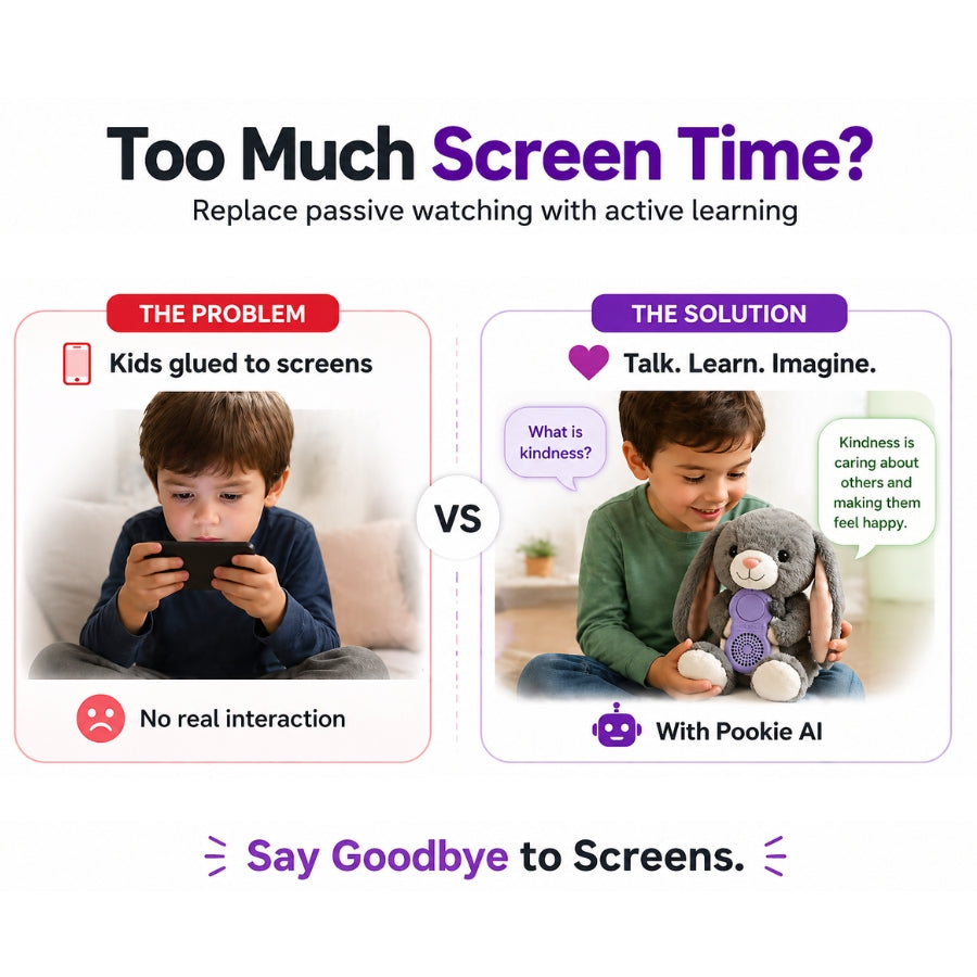 Scoobies Pookie AI Learning Companion, Screen-Free Smart Toy with Interactive Stories|Conversations & Fun Facts, Emotion-Aware AI with Parental Controls, Safe & Portable for Kids