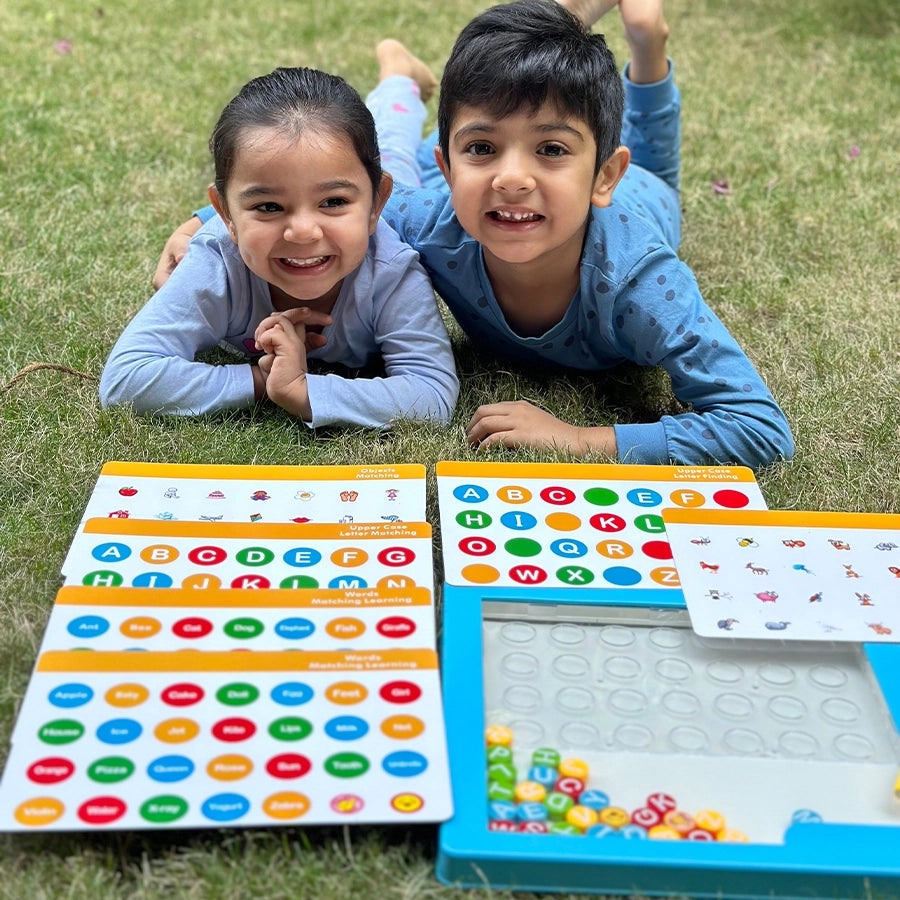 MagAlpha Board | Playful Magnetic Alphabet Letters for Kids | With a Stylus and Colorful Beads!