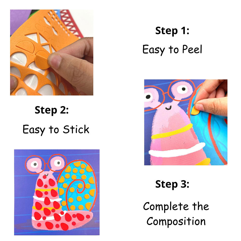 3D EVA Foam Stickers | 8 Animal Designs | 900+ Foam Stickers | DIY Cartoon Animal Learning Set | Educational Puzzle Toy