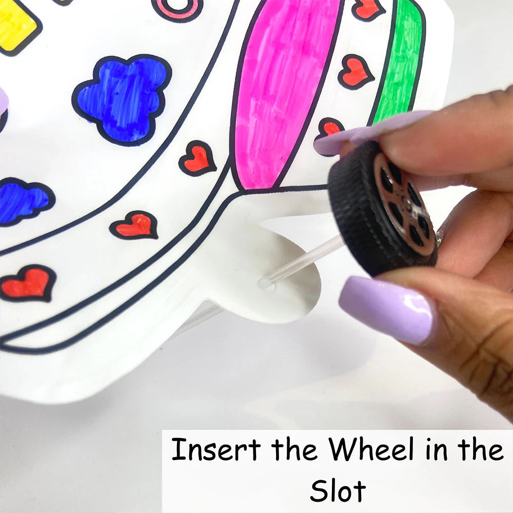 3D Coloring | Inflatable Plane with 5 Markers and Add on Wheels | Reusable Toy