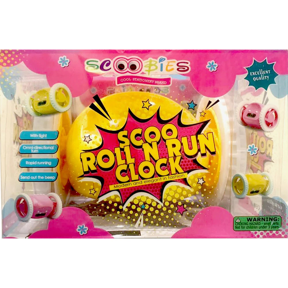 Run N Roll Clock (Multi color) | With Runaway Moving Wheels & Digital Time Display  | Super Loud Alarm for Heavy Sleepers | Quirky Robotic Design