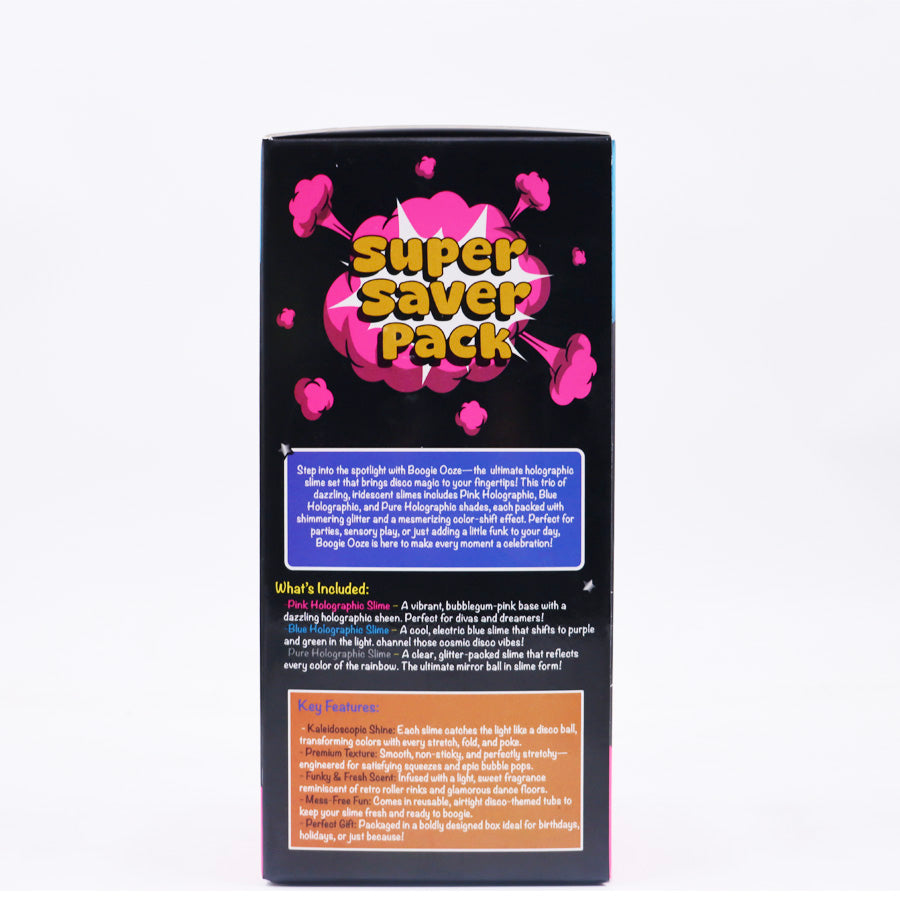 Scoobies Boogie Ooze Holographic Slime Set , 3 Non-Sticky Glitter Slimes |Safe Sensory Fun for Kids 3+