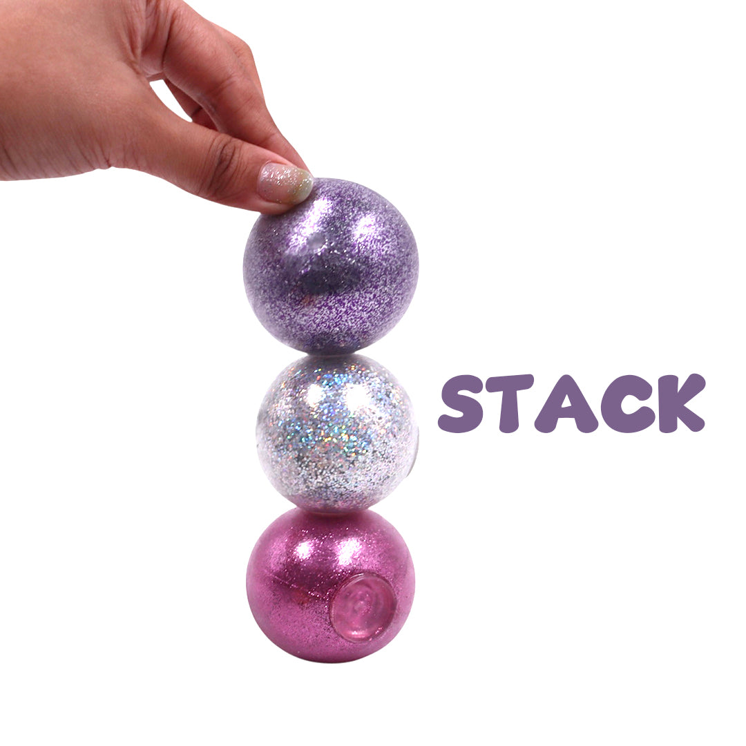 Scoobies Dazzle Drop Balls: Glitter Squishy Balls – Set of 4 (Holographic, Pink, Silver & Gold) Stress Relief & Sensory Play | Sticky, Squishy & Sparkly Fun for Kids & Adults