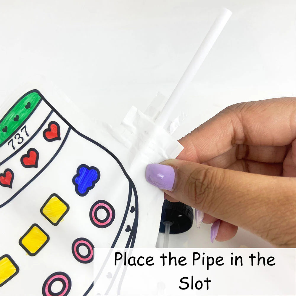 3D Coloring | Inflatable Plane with 5 Markers and Add on Wheels | Reusable Toy
