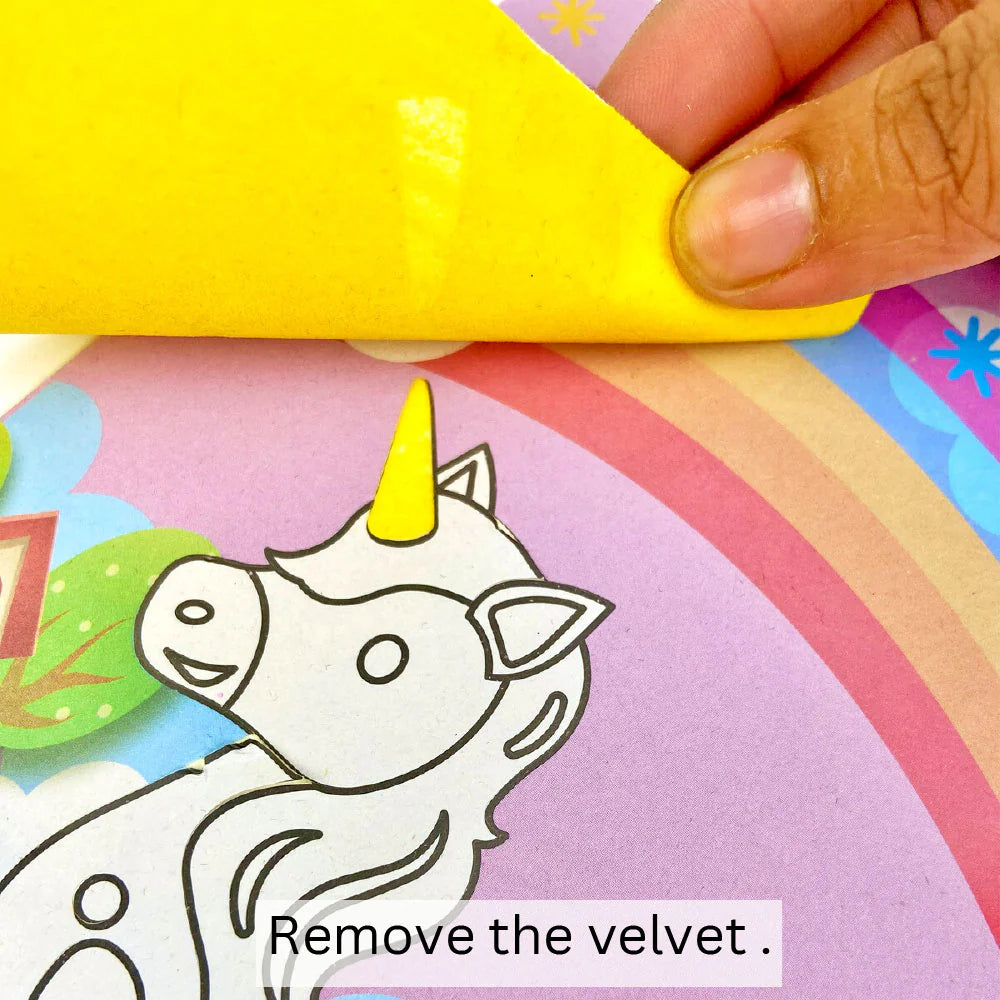 Velvet Art Book (Unicorn World) | 4 Design Cards with 15 Piece Set