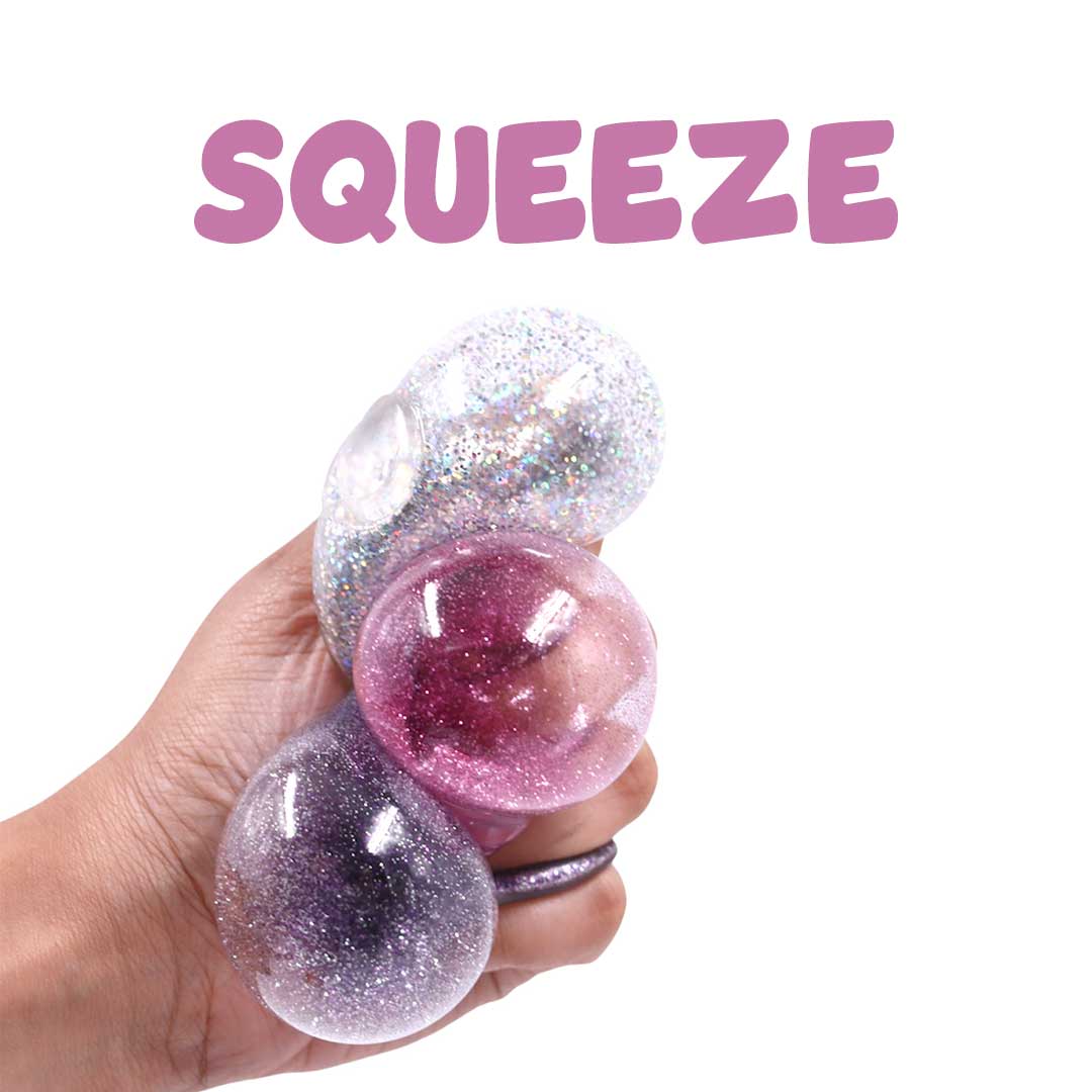 Scoobies Dazzle Drop Balls: Glitter Squishy Balls – Set of 4 (Holographic, Pink, Silver & Gold) Stress Relief & Sensory Play | Sticky, Squishy & Sparkly Fun for Kids & Adults