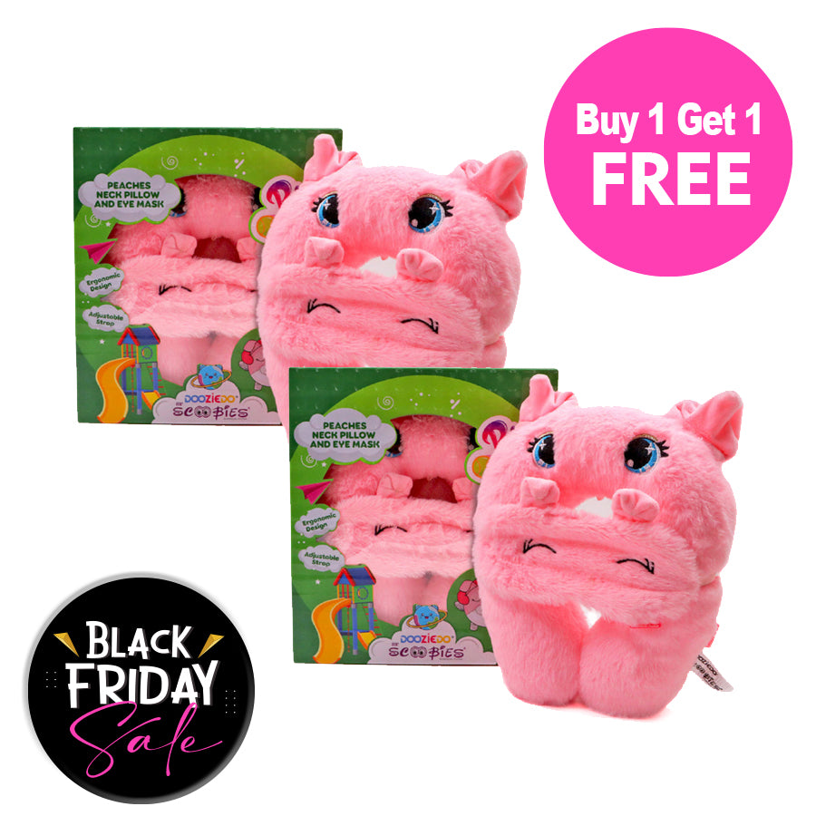 BUY 1 GET 1 FREE,  Peaches Plush Neck Pillow and Eye Mask