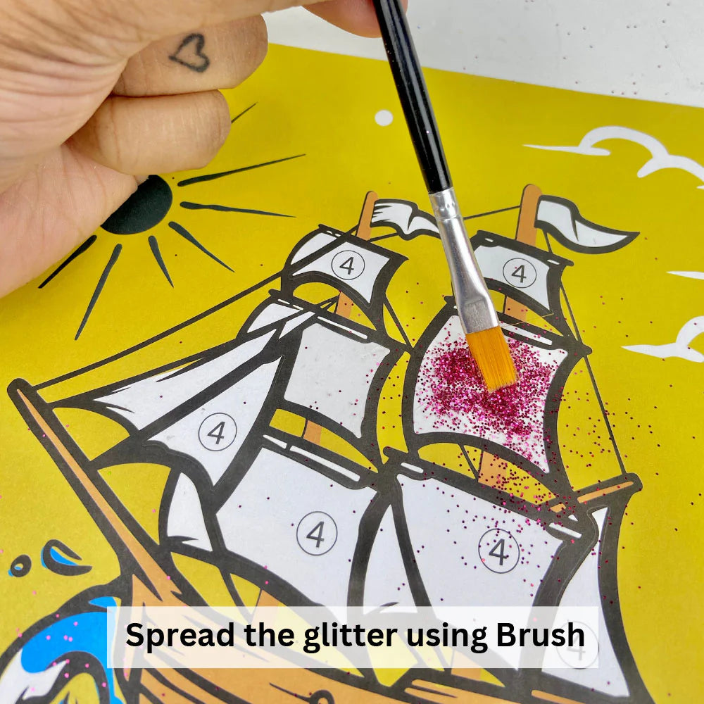 Sparkle Pop Glitter Art Set– 6 Glitters + 4 Design Cards, Peel, Stick & Decorate