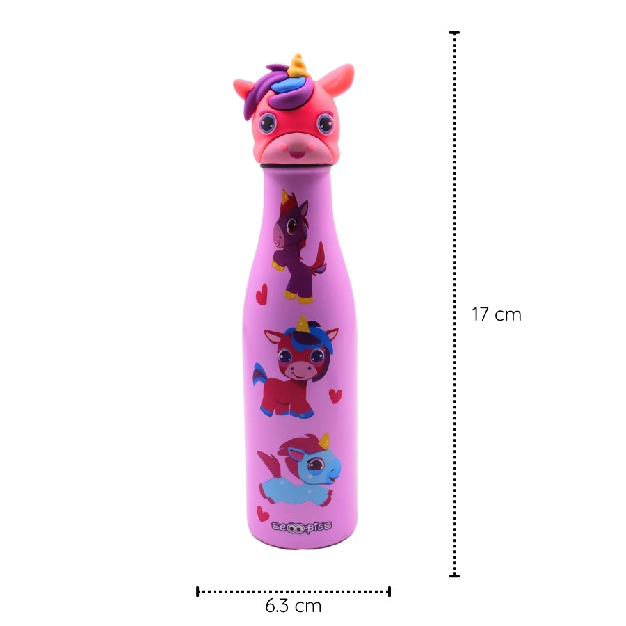 Scoobies Unicorn Head Stainless Steel Bottle With Cute Unicorn Cap | Easy to Carry