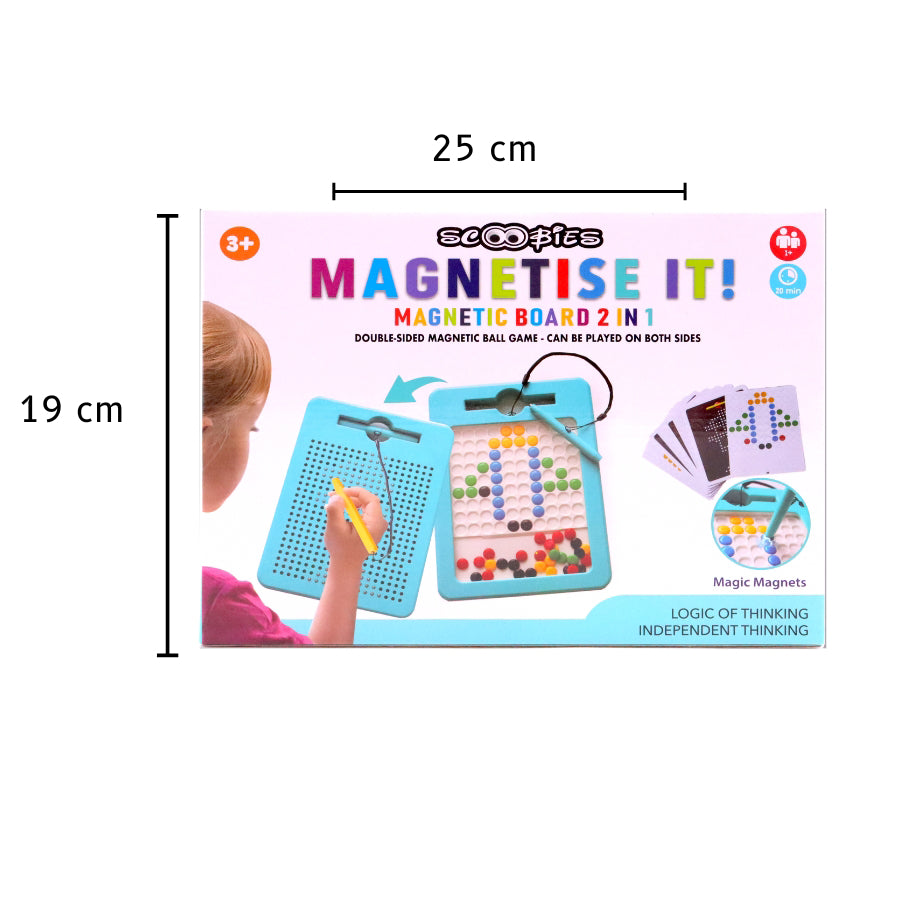 Scoobies Magnetise It , Double Sided Magnetic Board with Stylus| 2 in 1 Magnetic Board , Learning Made Fun and Mess-Free