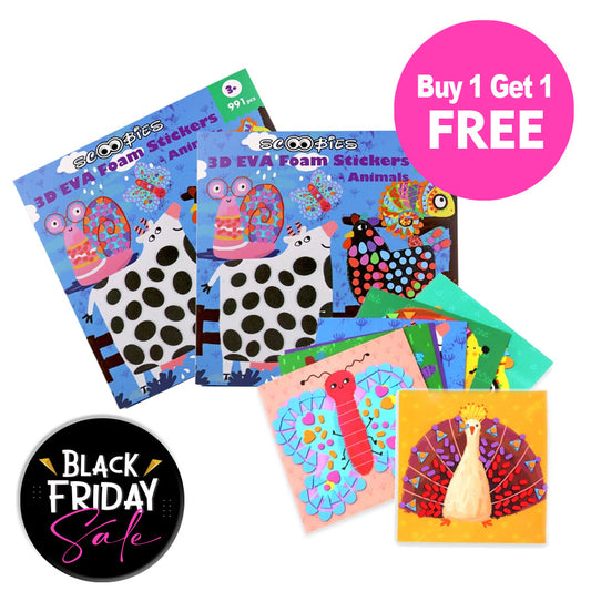 BUY 1 GET 1 FREE,  3D EVA Foam Stickers | 8 Animal Designs | 900+ Foam Stickers | DIY Cartoon Animal Learning Set | Educational Puzzle Toy