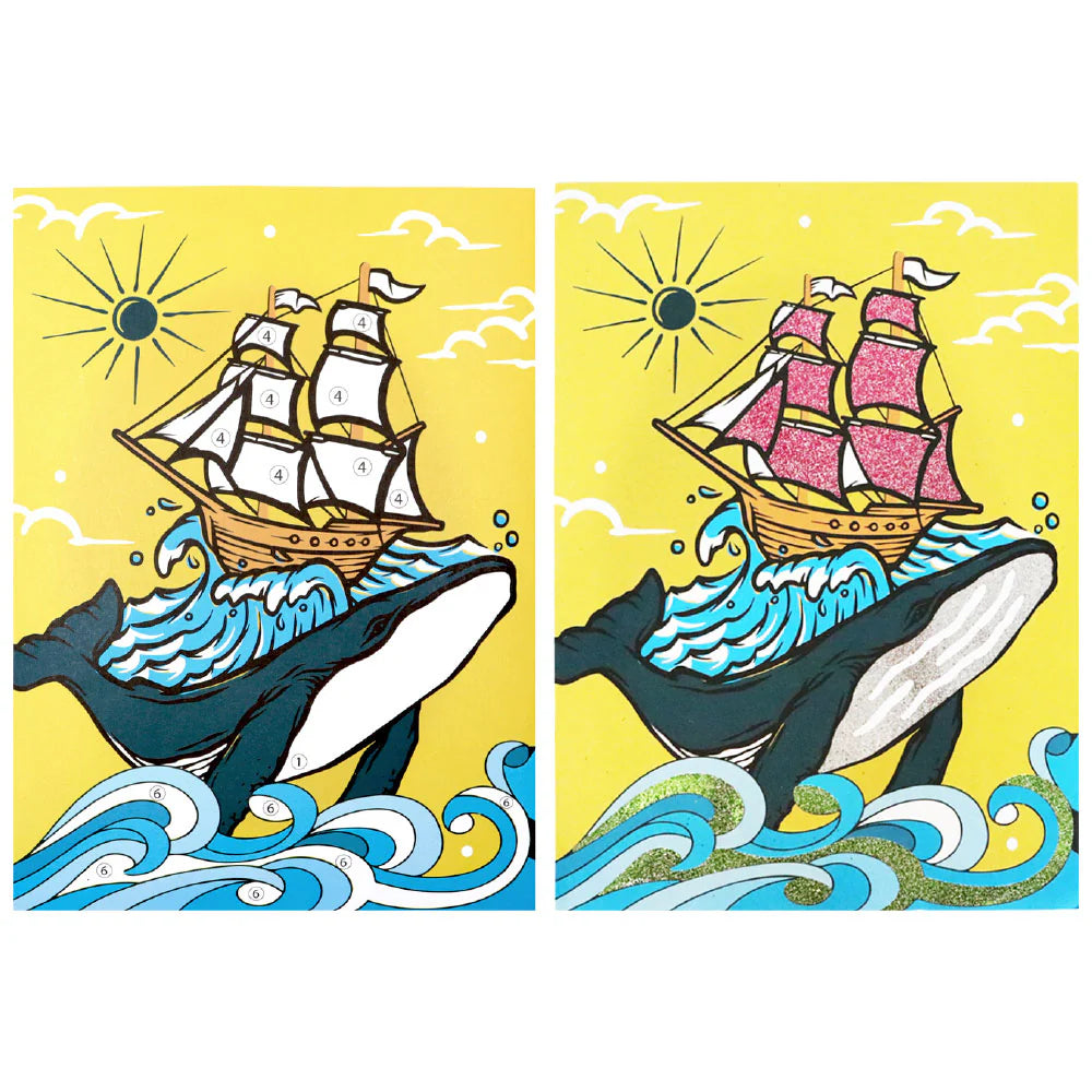 Sparkle Pop Glitter Art Set– 6 Glitters + 4 Design Cards, Peel, Stick & Decorate