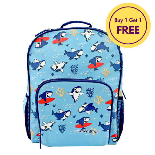 BUY 1 GET 1  FREE - Scoobies Shark Glow-in-the-Dark Backpack 16”  Lightweight, Waterproof, Anti-Shock & Spacious