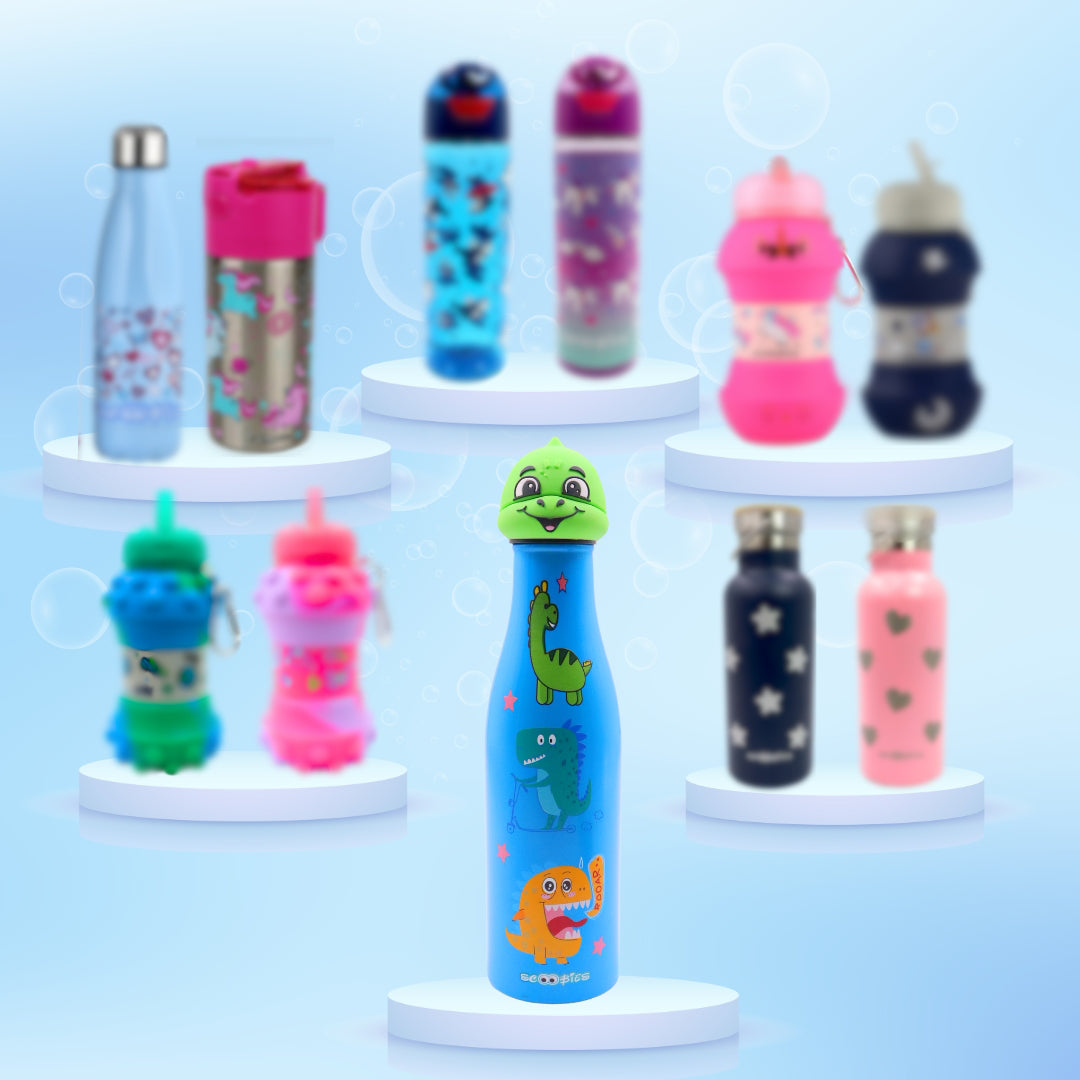 Scoobies Dino Head Stainless Steel Bottle | With Cute Dinosaur Cap | Easy to Carry