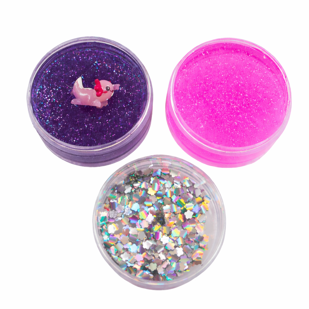 Scoobies Squish & Stack Pink & Purple AXO Slime Set, 2 Glittery Slimes + 1 Sparkle Box | with Surprise Toy, Safe Sensory Fun for Kids 3+