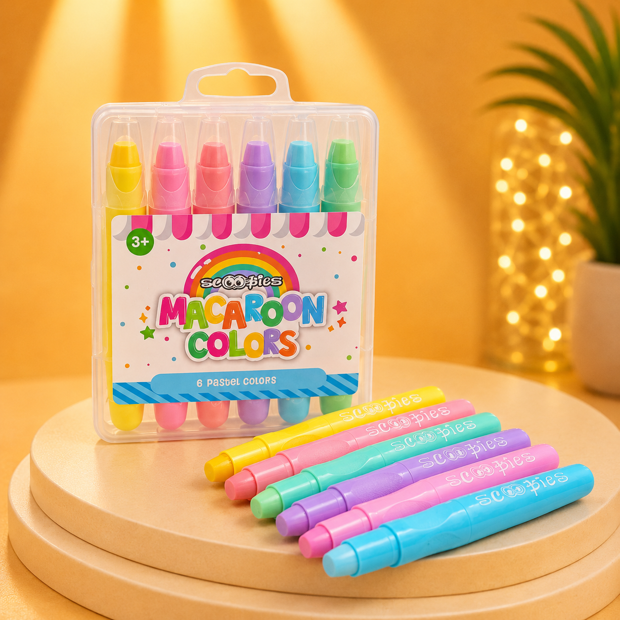 Macaroon Colors 6 Pastel Crayons for Mess-Free, Smudge-Free Art Fun