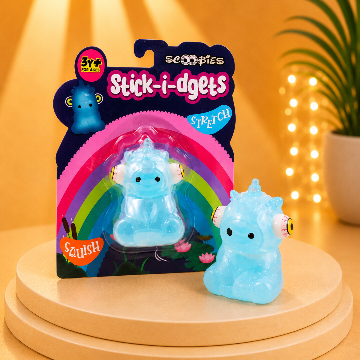 Stick-i-dgets (Blue) - Color-Changing Squishy Toy that glows and pops!