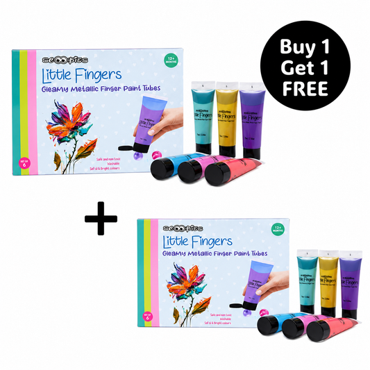 Buy 1 Get 1 Free, Scoobies Metallic Finger Paints Set of 6 | Sparkly Fun for Little Hands