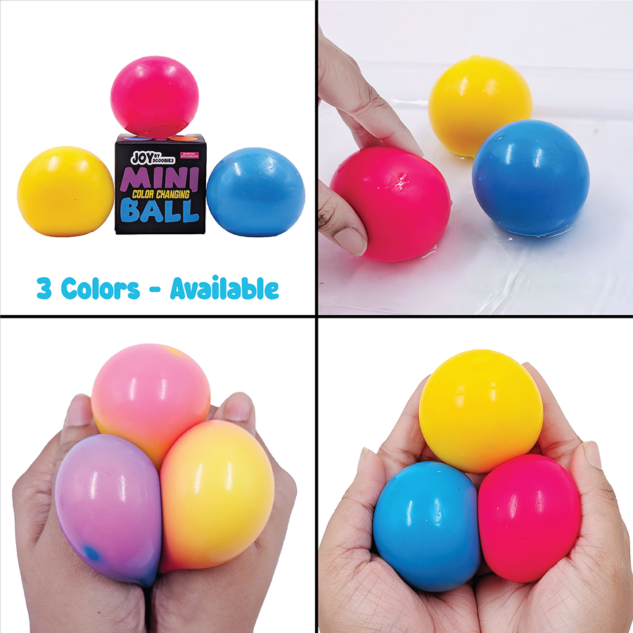 SCOOBIES Mini Color Changing Ball (Pack of 1) | Soft and Sticky Stress Relief Toy – Non-Toxic Rubber Sensory Ball for Kids & Adults | Color-Changing Fidget Fun | Vibrant Colors