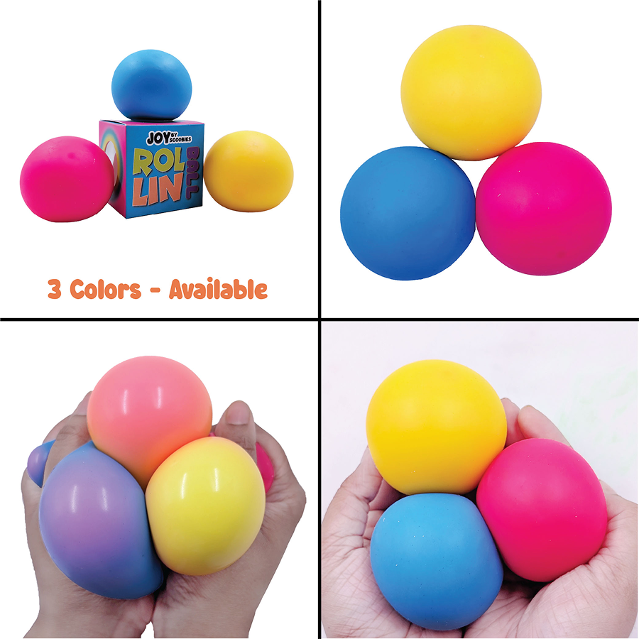 SCOOBIES Rollin Ball – Color-Changing Squishy Stress Relief Toy for Kids & Adults | Soft Sensory Fidget Ball | Non-Toxic, Washable, Portable TPR Squeeze Toy