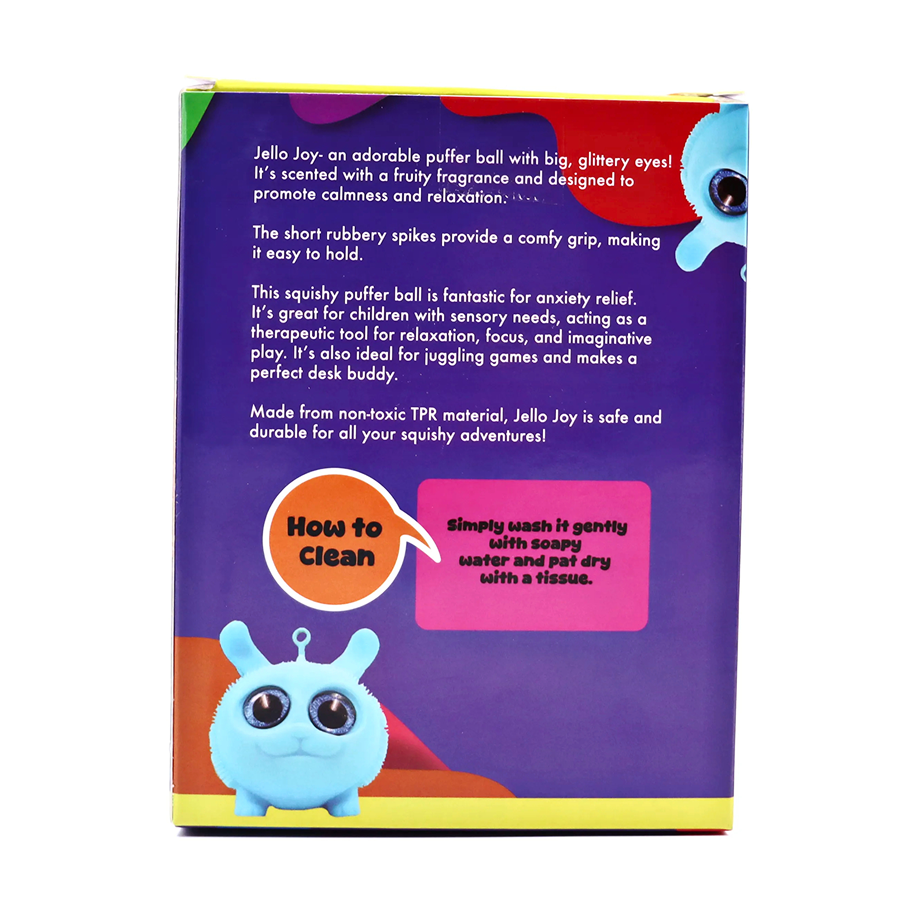 Jello Joy: Glow in the Dark Squishy Toy! | Aqua Blue Squishy Puffer Toy with Sparkly Eyes | Perfect for Bath Time and Stress Relief