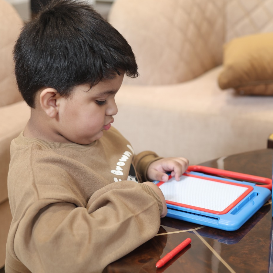 Scoo Fun (Blue)  2-in-1 Board Magical Slate and Magnetic Board  Writing & Magnetic Play | Learning Toy with Art Fun Doodles & Magnetic Play with Alphabets Numbers & Shapes , Educational Toy for Kids (3+ Years)