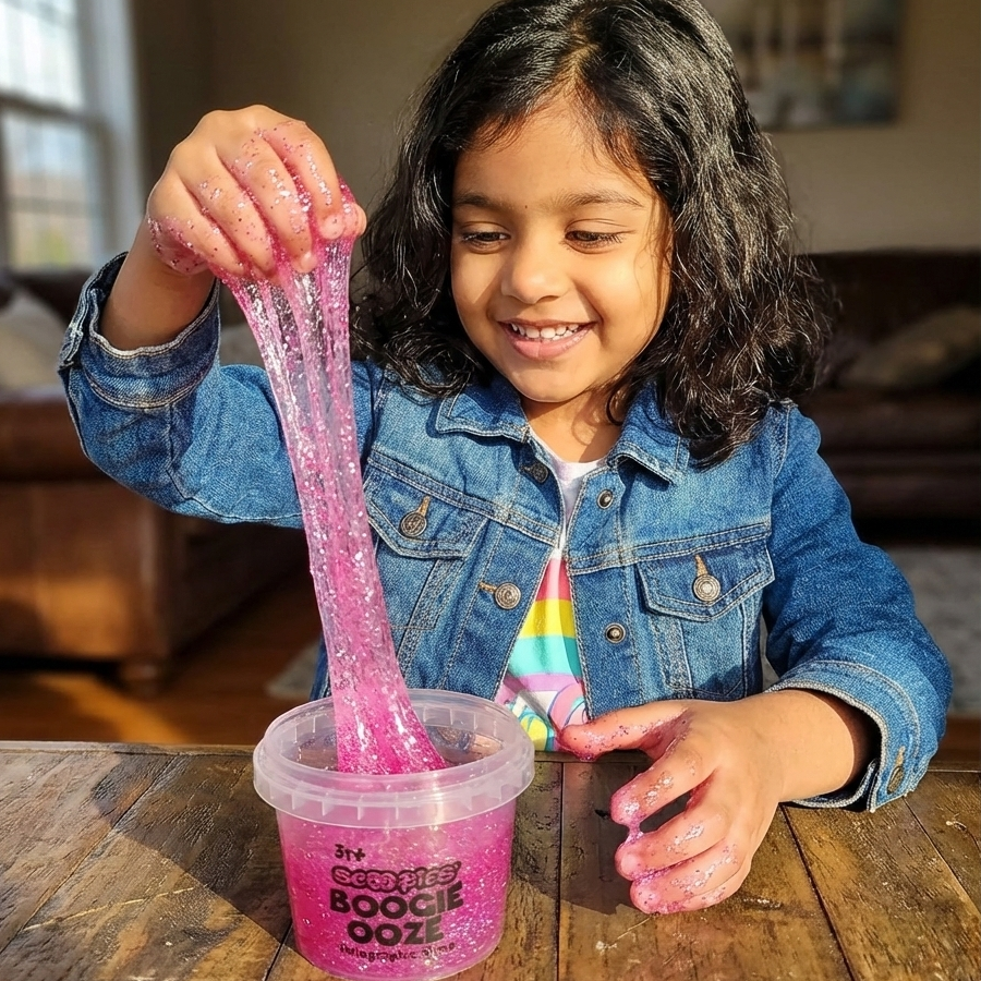 Scoobies Boogie Ooze Holographic Slime Set , 3 Non-Sticky Glitter Slimes |Safe Sensory Fun for Kids 3+