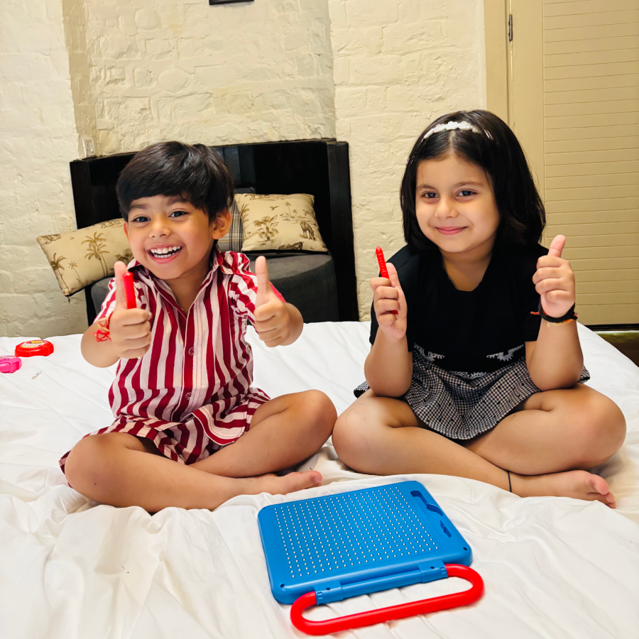 Scoo Fun (Blue)  2-in-1 Board Magical Slate and Magnetic Board  Writing & Magnetic Play | Learning Toy with Art Fun Doodles & Magnetic Play with Alphabets Numbers & Shapes , Educational Toy for Kids (3+ Years)