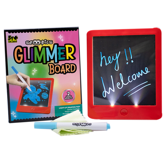 Glimmer Board - Drawing Pad with 2 Light Effects, Reusable Neon Pen & Easy Clean Wipe | Age 3+ Scree Free Play | Reusable, Mess-Free, Portable & Creative Learning Toy Gift
