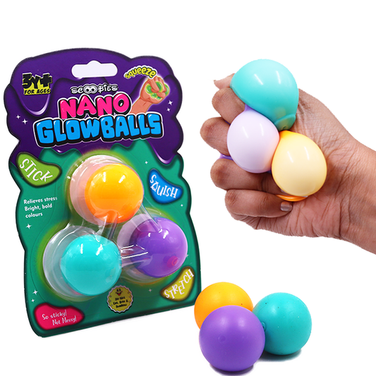 Nano Glow Balls – Mini Multi Color Glow-in-the-Dark Sensory Balls for Kids 3+ | Soft, Stretchy, and Squishy Fun in 2 Variants