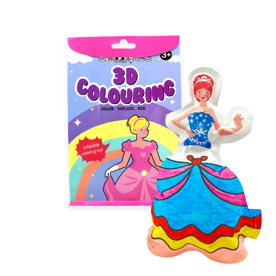 3D Coloring | Inflatable Queen with 5 Markers | Reusable Toy