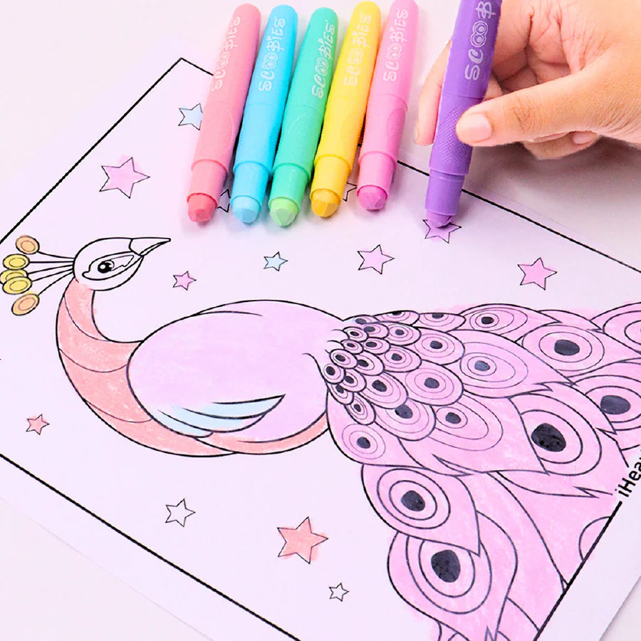 Macaroon Colors 6 Pastel Crayons for Mess-Free, Smudge-Free Art Fun