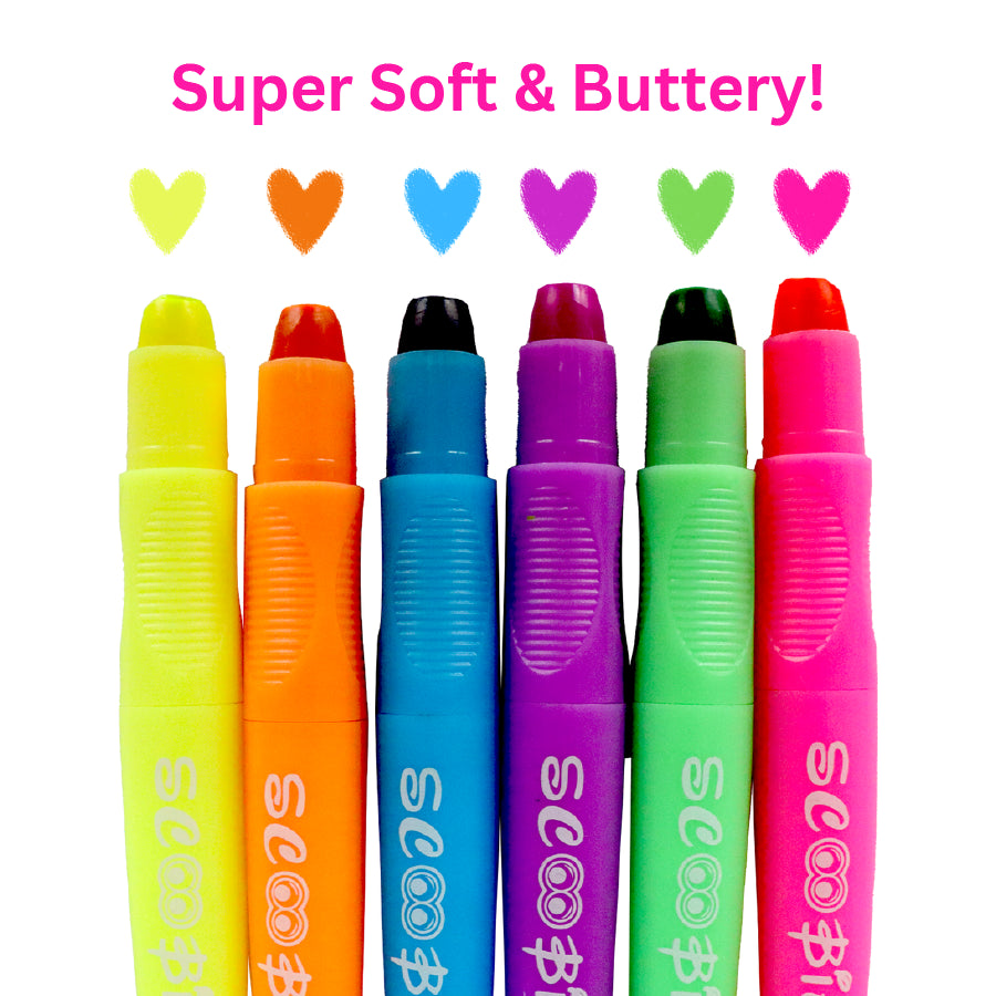 Color Burst Combo | Scoo Festive Treat | Vibrant Set of Macaroon and Neon Crayons | Unleash Your Child's Creativity